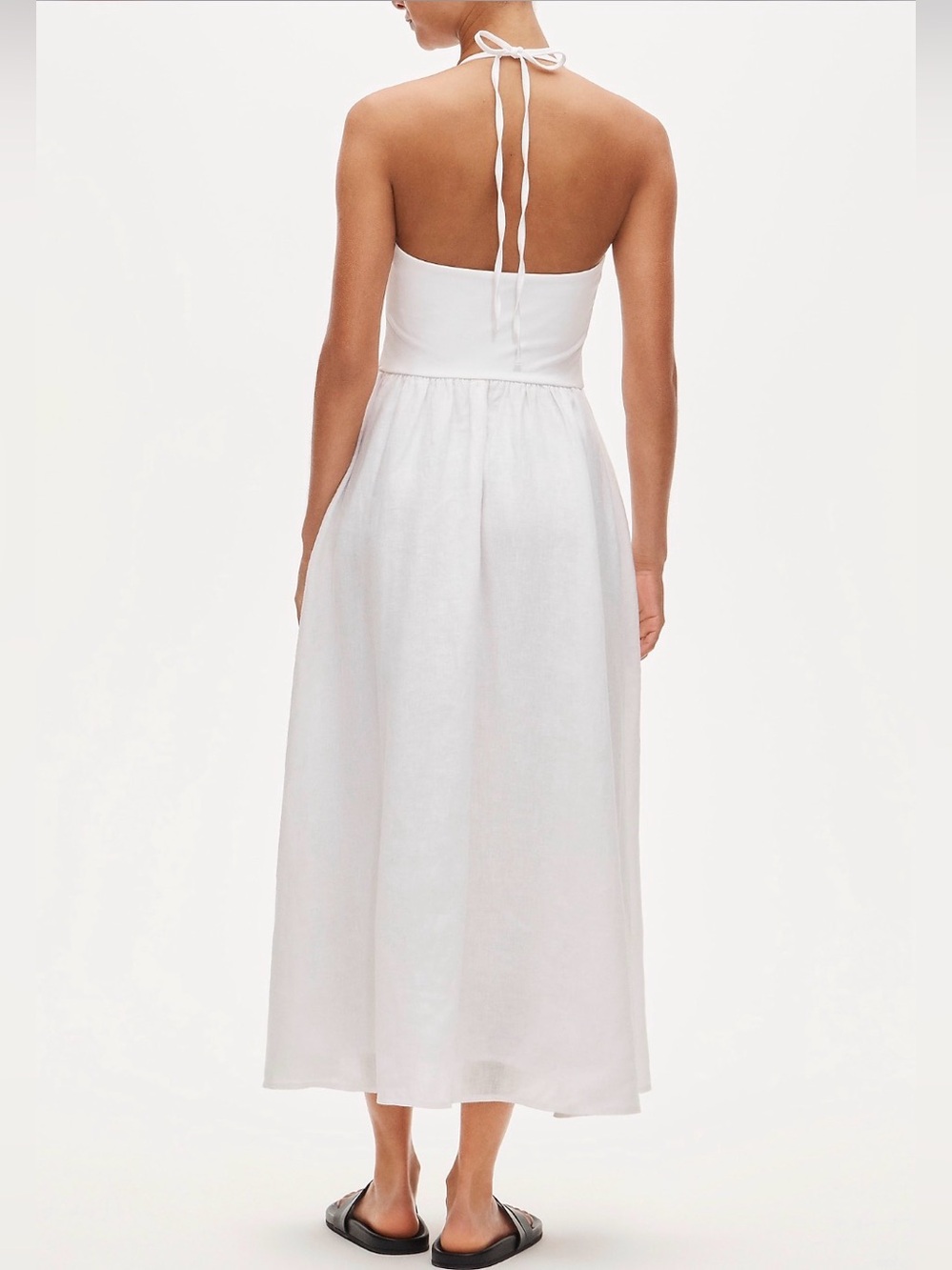 J.Crew Mixy Halter Dress Women S White Linen Cotton Maxi Pockets NWT - Picture 11 of 12